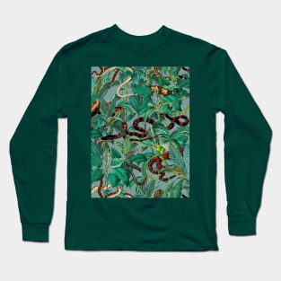 Leaf and Snake pattern Long Sleeve T-Shirt